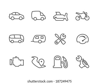 Simple set of auto related vector icons for your design