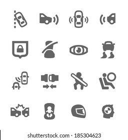 Simple set of auto safety related vector icons for your design