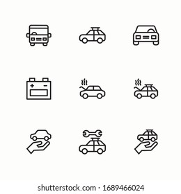 Simple Set Automobile Vector line Icons
