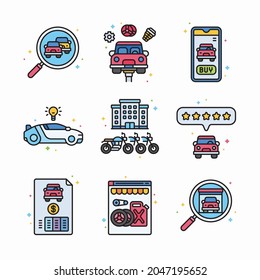 Simple Set Automotive Vector Color Icons