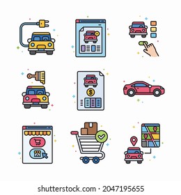 Simple Set Automotive Vector Color Icons