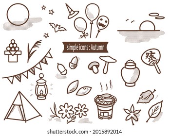 A simple set of autumn icons (Japanese in the picture: Festival)