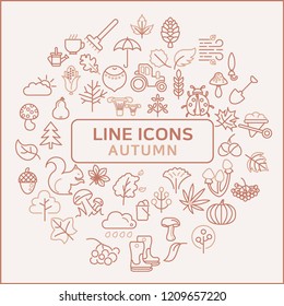 Simple Set of Autumn Related Line Icons.customize color, easy resize.
Collection Of leaf, tree, mushroom And Other Elements.