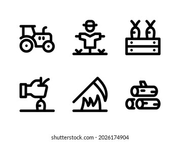 Simple Set of Autumn Related Vector Line Icons. Contains Icons as Tractor, Scarecrow, Harvest and more.