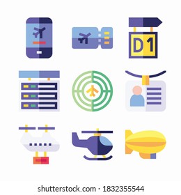 Iconos de color de vectores de aviación simples