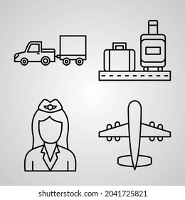 Simple Set of Aviation Vector Line Icons
