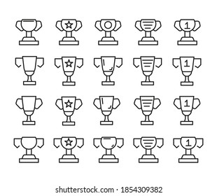 Un Simple Conjunto De Premios Contrata Iconos. Elementos Para Concepto Móvil Y Aplicaciones Web. Iconos De Vector De Línea Delgada Para Diseño Y Desarrollo De Sitios Web, Desarrollo De Aplicaciones. Paquete Premium.