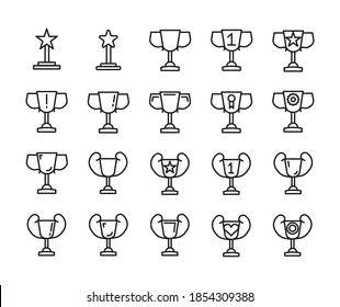 Un Simple Conjunto De Premios Contrata Iconos. Elementos Para Concepto Móvil Y Aplicaciones Web. Iconos De Vector De Línea Delgada Para Diseño Y Desarrollo De Sitios Web, Desarrollo De Aplicaciones. Paquete Premium.