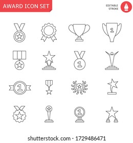 Simple Set of Awards Related Vector Line Icons. Editable Stroke