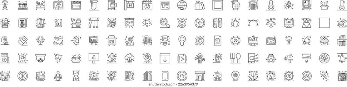 Simple juego de premios relacionados con los iconos de línea de vectores. Stroke editable.