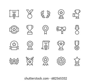 Simple Set of Awards Related Vector Line Icons. 
Editable Stroke. 48x48 Pixel Perfect. - Shutterstock ID 682565332