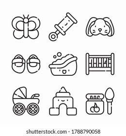 Simple Set Baby Shower Vector line Icons
