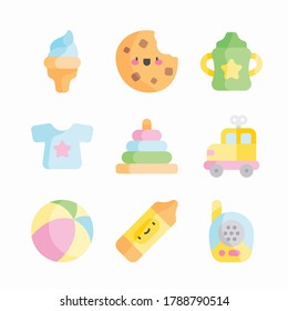 Iconos de color del vector de ducha de bebé simple