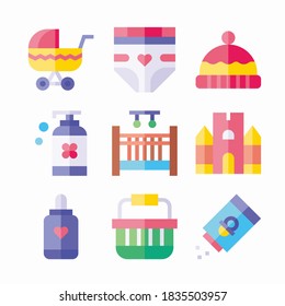 Simple Set Baby Shower Vector Color Icons. Color with Editable stroke