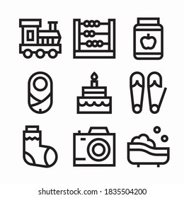 Simple Set Baby Shower Vector line Icons. Line with Editable stroke