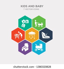 simple set of baby stroller, potty, baby car seat, baby mobile icons, contains such as icons motherhood, fatherhood, blocks and more. 64x64 pixel perfect. infographics vector