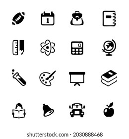 Simple Set of Back to School Related Vector Icons. Contains such icons as school bus, backpack, globe, atom and more. Modern vector pictogram collection.