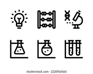 Simple Set of Back To School Related Vector Line Icons. Contains Icons as Bulb, Abacus, Microscope and more.