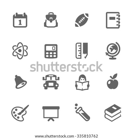 Simple Set of Back to School Related Vector Icons. Contains such icons as school bus,
backpack, globe, atom and more. Modern vector pictogram collection.