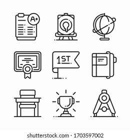 Simple Set Back To School Vector line Icons. Line with Editable stroke