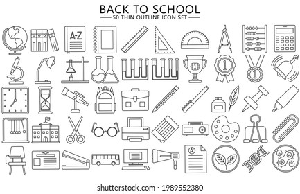 Simple Set of back to school Vector thin Line Icons. Contains such Icons as school bag, book, chemistry. chemical, mathematics and others. EPS 10 ready convert to SVG. svg