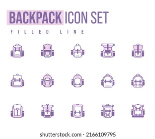 Simple Set of Backpack Related Vector Line Icons. linear style sign for mobile concept and web design. Backpack filled line vector icon. Symbol, logo illustration. Vector graphic