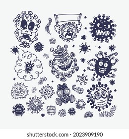 Conjunto simple de iconos de virus bacterianos para el diseño web