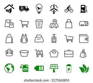 Simple Set Of Bags, Shopping And Travel Icons. Vector Illustration Contains Icons Such As Card, Wallet, Shopping Basket, Discount, Bowl, Package. On A White Background, Editable Stroke