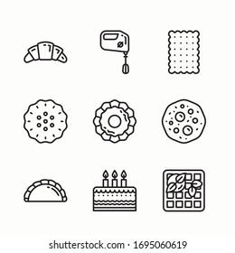 Simple Set Bakery Food Vector line Icons