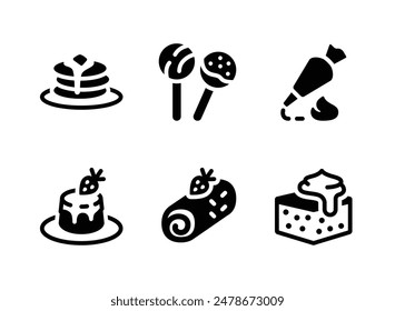 Einfache Gruppe von Bäckerei Verwandte Vektorgrafik Solid Icons. Enthält Icons wie Pfannkuchen, Kuchen-Pop, Konditorei-Tasche und vieles mehr.