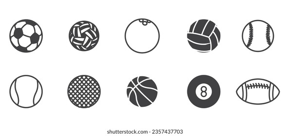 Simple set of ball sports icons. Sports icon vector symbol, icon line design