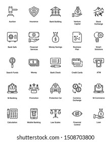 A Simple set of Banking & Finance Vector Sign & Symbol in Line Style icons.  easy to edit
