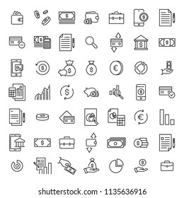 Conjunto simples de ícones de tópicos relacionados ao banco. Elementos para conceito móvel e aplicativos Web. Ícones vetoriais de linha fina para design e desenvolvimento de sites, desenvolvimento de aplicativos. Pacote Premium.
