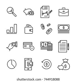 Simple set of banking related outline icons. Elements for mobile concept and web apps. Thin line vector icons for website design and development, app development. Premium pack.