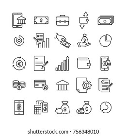 Simple Set Of Banking Related Outline Icons. Elements For Mobile Concept And Web Apps. Thin Line Vector Icons For Website Design And Development, App Development. Premium Pack.