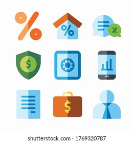 Simple Set Banking Vector Color Icons. Color with Editable stroke