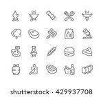 Simple Set of Barbecue Related Vector Line Icons. 
Contains such Icons as Steak, Ribs, Bonfire, Gas and more. 
Editable Stroke. 48x48 Pixel Perfect. 