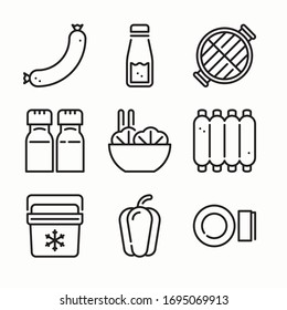 Simple Set of Barbecue Related Vector Line Icons.  Editable Stroke