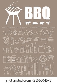 Simple Set of Barbecue Related Vector Line Icons, vector illustration