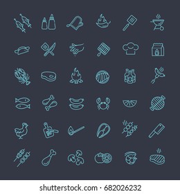 Simple Set of Barbecue Related Vector Line Icons.