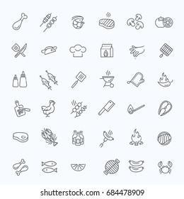 Simple Set of Barbecue Related Vector Line Icons