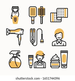 simple set Barber shop Color icons Pack vector