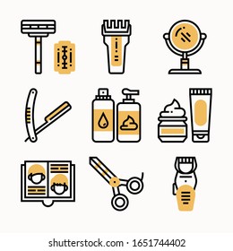 simple set Barber shop Color icons Pack vector