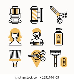 simple set Barber shop Color icons Pack vector