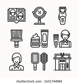 simple set Barber shop Line icons Pack vector