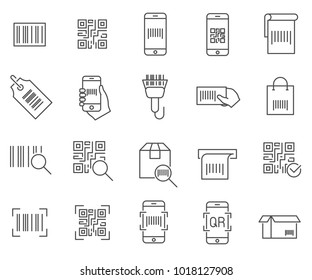 Simple Set of barcode Related Vector Line Icons. Contains such Icons as label, coding, isbn, marking and more.