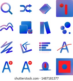 Simple set of basic icon, Magnifying glass, Shuffle, Devices interface, and artistic conceptual icon
