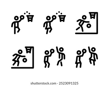 Simple Set of Basketball Related Line Icons. Contains Icons as Layup, Dribbling, Blocked Shot and more.