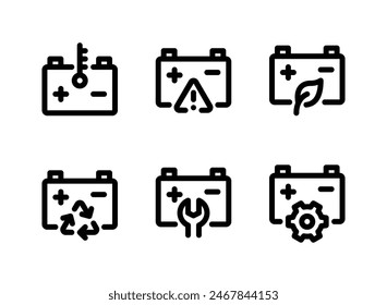 Simple Set of Battery Status Related Line Icons. Contains Icons as Car Battery Temperature, Alert and more.