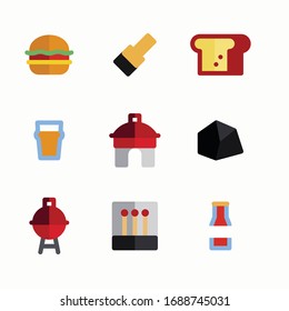 Simple Set Bbq Element Vector Color Icons